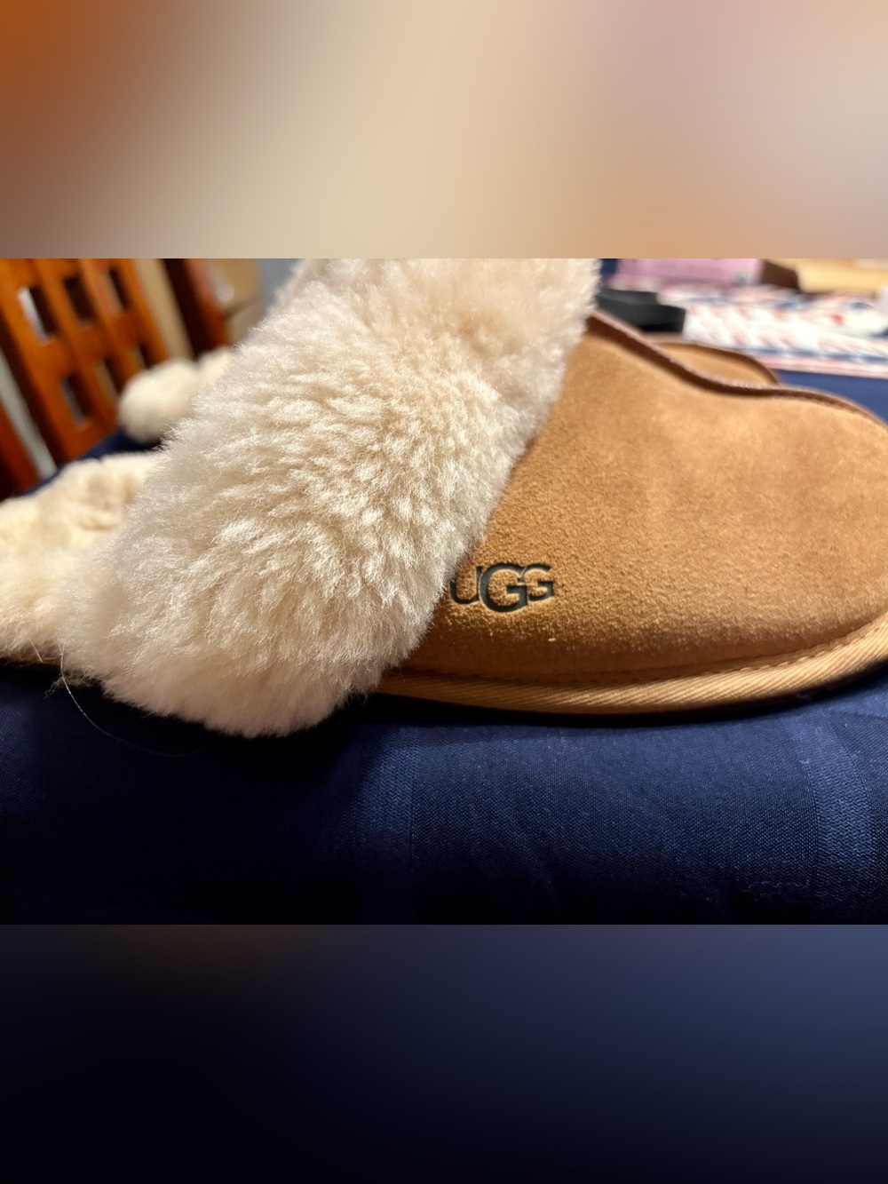 UGG ladies Chestnut Suede Shearling Slippers